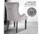 La Bella French Provincial Dining Chair Ring Studded Lisse Velvet Rubberwood - Grey