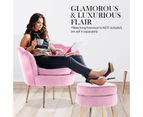 La Bella Armchair Lounge Chair Accent Velvet Shell Scallop - Pink