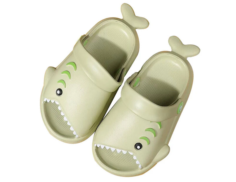 Dadawen Boys Girls Lightweight Open Toe Sandals Cute Shark Shower Summer Slippers-MustardGreen