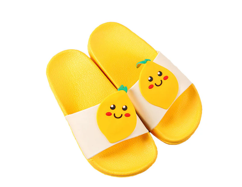 Dadawen Boys Girls Anti Slip Beach Slippers Cute Lightweight Sandals-Lemon