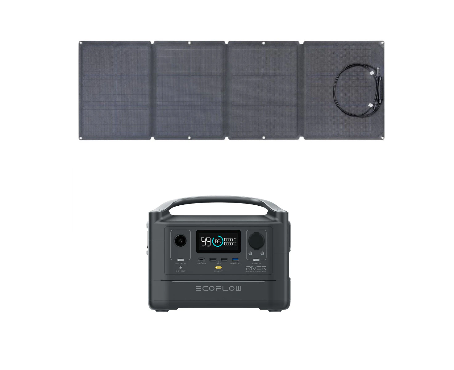 EcoFlow River 600 Portable Power Station Generator with spare Battery 110W Solar Panel bundle,576Wh, Full Charge in 1.6 Hours, Battery Removable