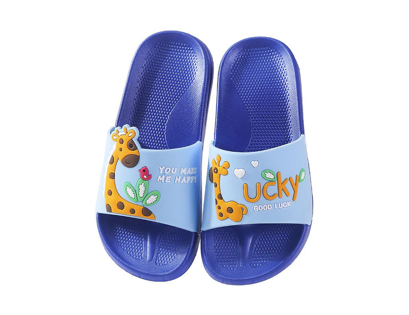 Dadawen Toddler Cartoon Giraffe Shower Slide Sandals Non-Slip Summer Slippers for Girls Boys-Blue
