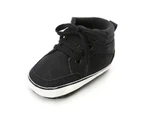 Dadawen Newborn Infant Boys Canvas Sneakers Soft Anti-Slip Sole High Top Ankle Shoes-Black