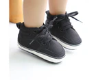 Dadawen Newborn Infant Boys Canvas Sneakers Soft Anti-Slip Sole High Top Ankle Shoes-Black