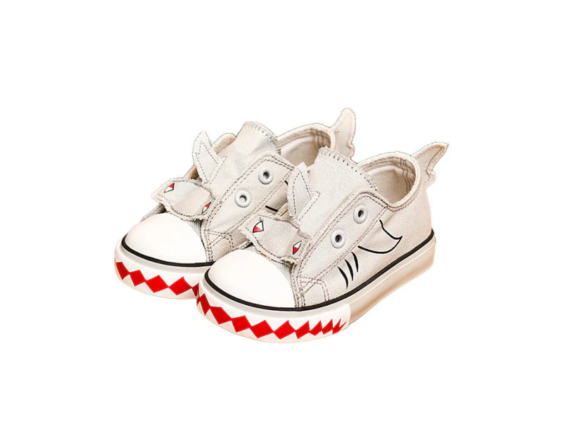 Dadawen Baby Boys And Girls Canvas Shoes One Pedal Cartoon Sneakers-GreyRhino