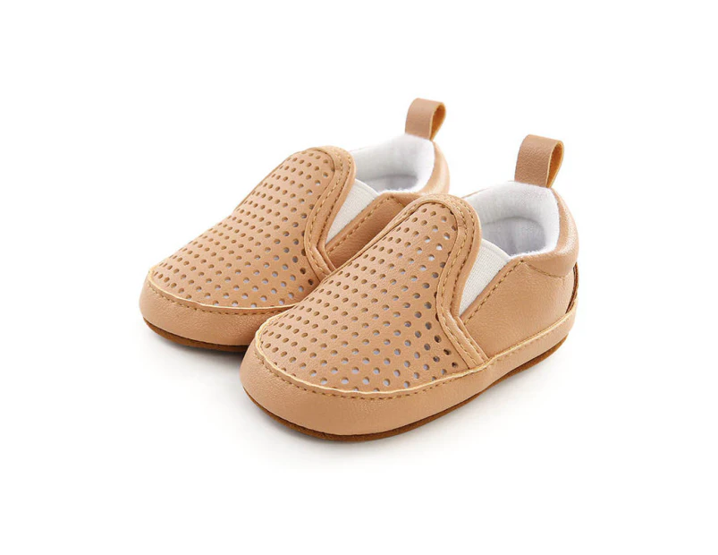 Dadawen Baby Girls Boys Canvas Shoes Soft Sole Walking Shoes Non-slip Sneakers-WhitePUKhaki