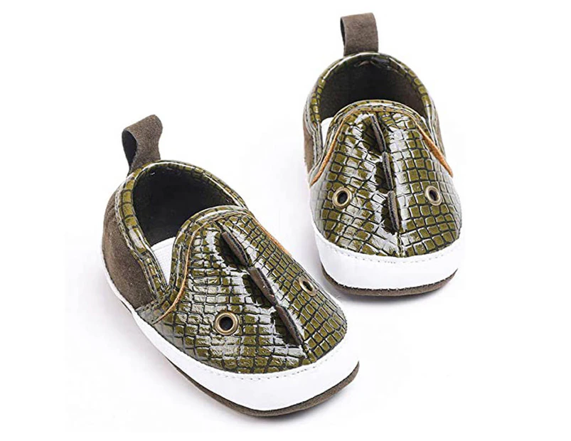 Dadawen Infant Baby Boys Canvas Shoes Soft Cute Cartoon Sneakers-Green