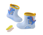 Dadawen Kids Boys Girls Rubber Rain Boots Dinosaur Prints Non Slip Rain Shoes-LightBlue