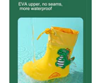 Dadawen Kids Boys Girls Rubber Rain Boots Dinosaur Prints Non Slip Rain Shoes with Drawstring-FruitGreen