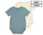 Bonds Organics Baby Short Sleeve Bodysuit 2-Pack - Blue/Cream