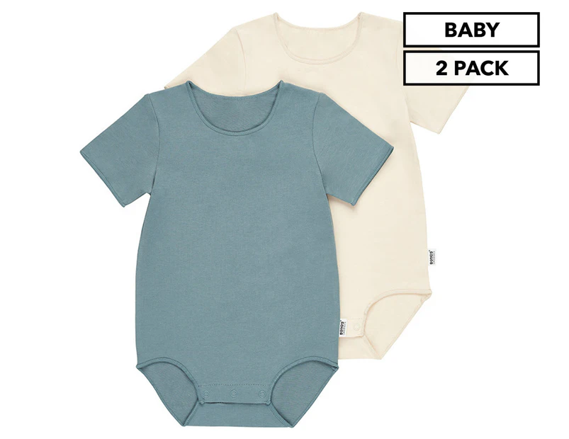 Bonds Organics Baby Short Sleeve Bodysuit 2-Pack - Blue/Cream