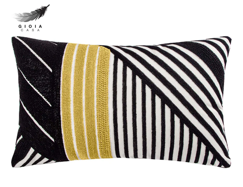 Gioia Casa 30x50cm Geo Stripe Cushion - Ochre/Black