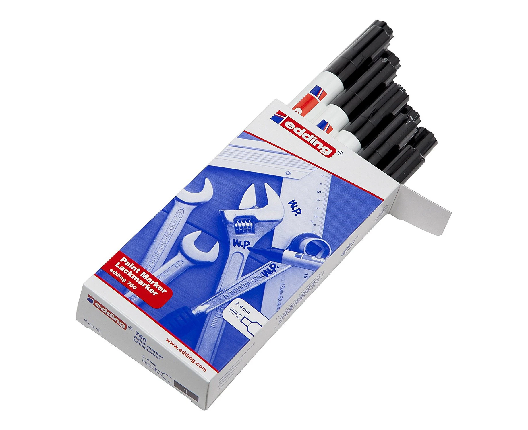 Edding 750 Opaque Bullet Tip Paint Marker - Black Pack of 10