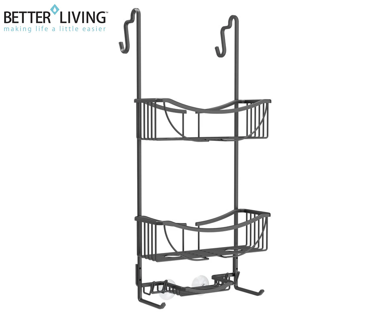 Better Living Venus 3-Tier Over Door Shower Caddy - Matte Black