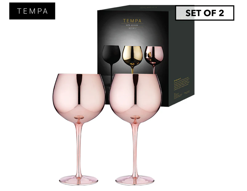 2pc Tempa Aurora 600ml Gin Stem Glass Cocktail/Water Juice Drinking Cup Rose