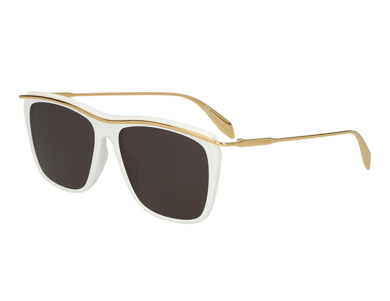 Alexander McQueen Men's Square AM0143S004 Sunglasses - White/Gold/Black
