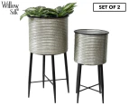 Set of 2 Willow & Silk Industro Stilted Pot Planters