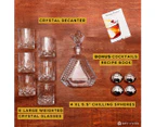 Nou Living Luxury Crystal Whiskey Decanter Set with 6 Crystal Whiskey Glasses | 11-Piece Whisky Decanter Gift Set | ROYALE