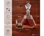 Nou Living Luxury Crystal Whiskey Decanter Set with 6 Crystal Whiskey Glasses | 11-Piece Whisky Decanter Gift Set | ROYALE 6