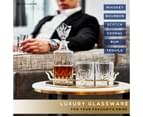Nou Living Luxury Crystal Whiskey Decanter Set with 6 Crystal Whiskey Glasses | 11-Piece Whisky Decanter Gift Set | ELEGANCE 2