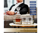 Nou Living Luxury Crystal Whiskey Decanter Set with 6 Crystal Whiskey Glasses | 11-Piece Whisky Decanter Gift Set | ELEGANCE