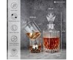 Nou Living Luxury Crystal Whiskey Decanter Set with 6 Crystal Whiskey Glasses | 11-Piece Whisky Decanter Gift Set | ELEGANCE 6