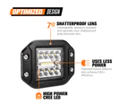 LIGHTFOX 2x 5inch LED Work Light Flush Mount Spot Flood Reverse Offroad 4x4