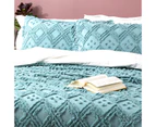 Park Avenue Medallion 100 % cotton Vintage washed Tuffted Bed Cover set Aqua - Aqua