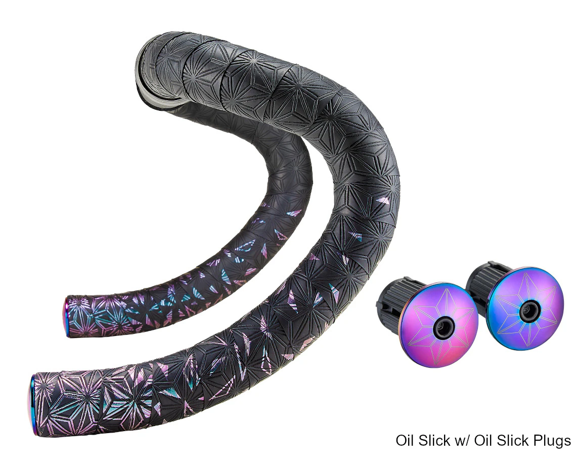 Supacaz Super Sticky Kush Starfade Bartape - Oil Slick w/ Oil Slick Plugs