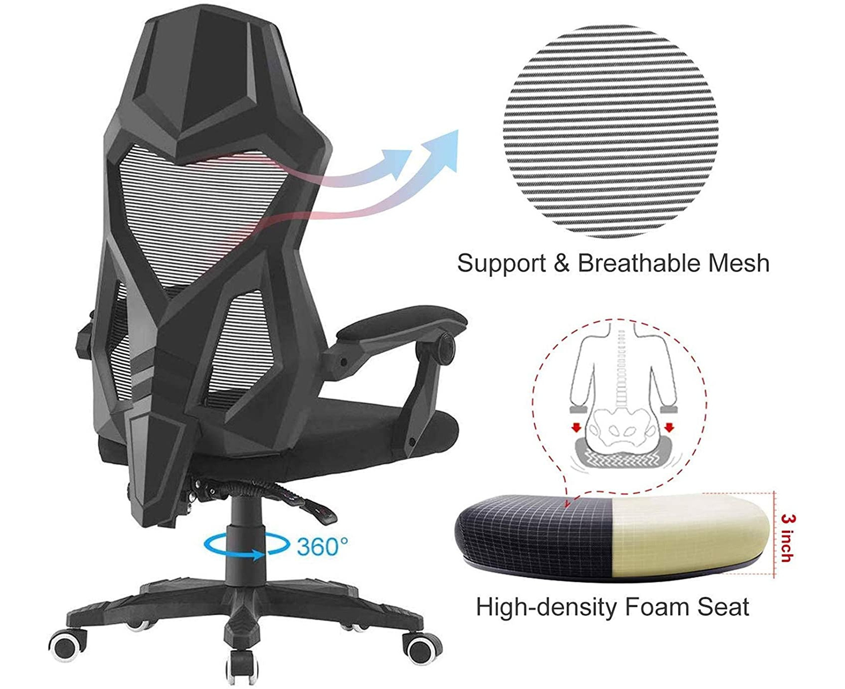 homefun ergonomic mesh office chair