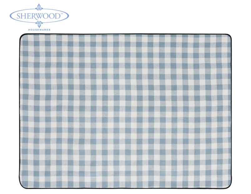 Sherwood 200x150cm Faux Linen Picnic Rug - Blue/White Plaid