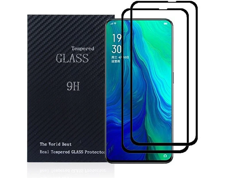 [2 PACK] Oppo Reno 5G Screen Protector Full Coverage Tempered Glass Screen Protector Guard (Black) - Case Friendly