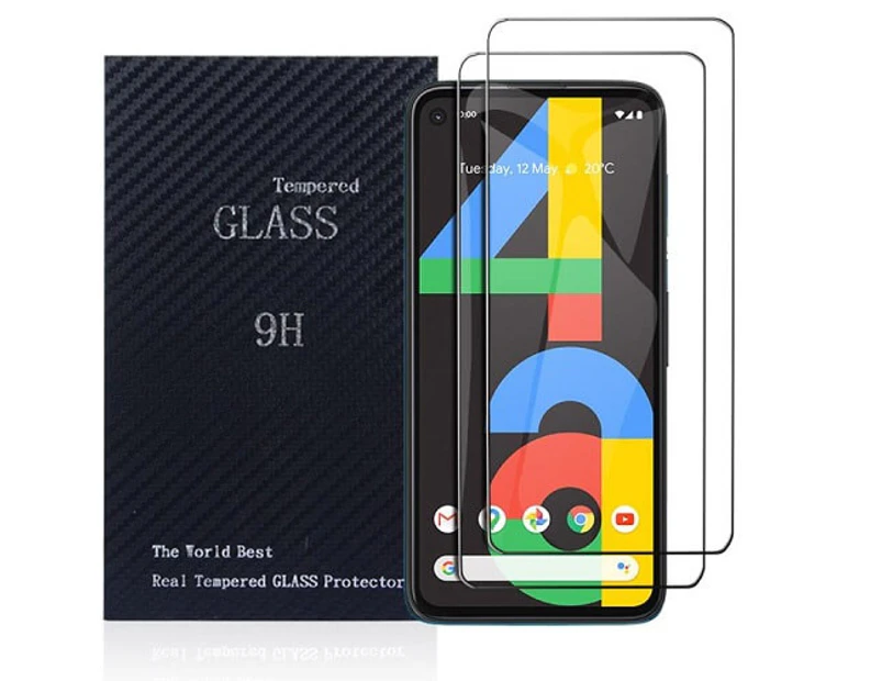 [2 PACK] Google Pixel 4A Screen Protector Full Coverage Tempered Glass Screen Protector Guard (Clear) - Case Friendly