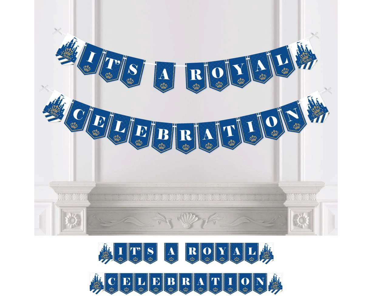 Big Dot of Happiness Royal Prince Charming - Baby Shower or Birthday Party Bunting Banner - Party Decorations - It's a Royal Celebration