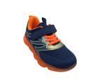 Bolt Flash Boys Sneaker Casual Trainer LED Lightup Sole Hook and Loop Strap - Navy