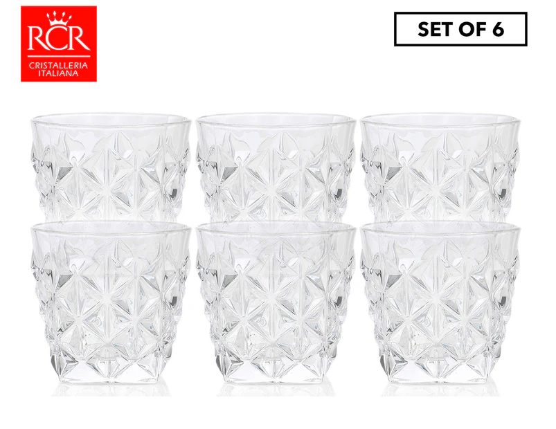 Set of 6 RCR 370mL Enigma Crystal Glass Whisky Tumblers