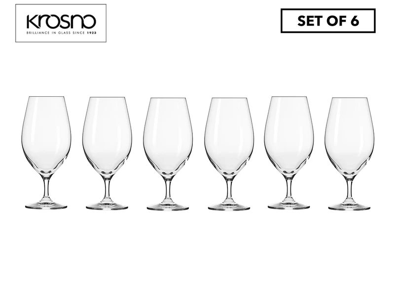 Set of 6 Krosno 400mL Harmony Beer Glasses