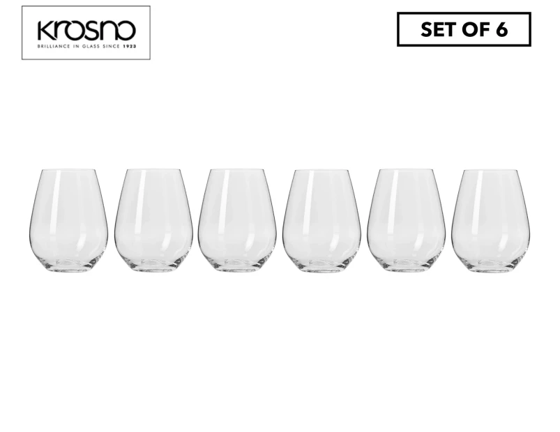 Set of 6 Krosno 400mL Harmony Stemless Wine Glasses