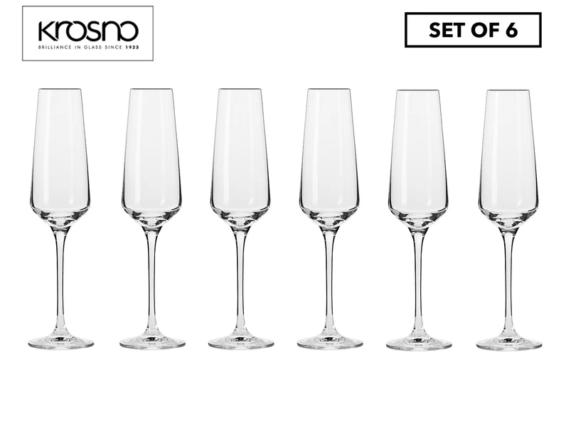 Set of 6 Krosno 180mL Avant-Garde Champagne Flutes