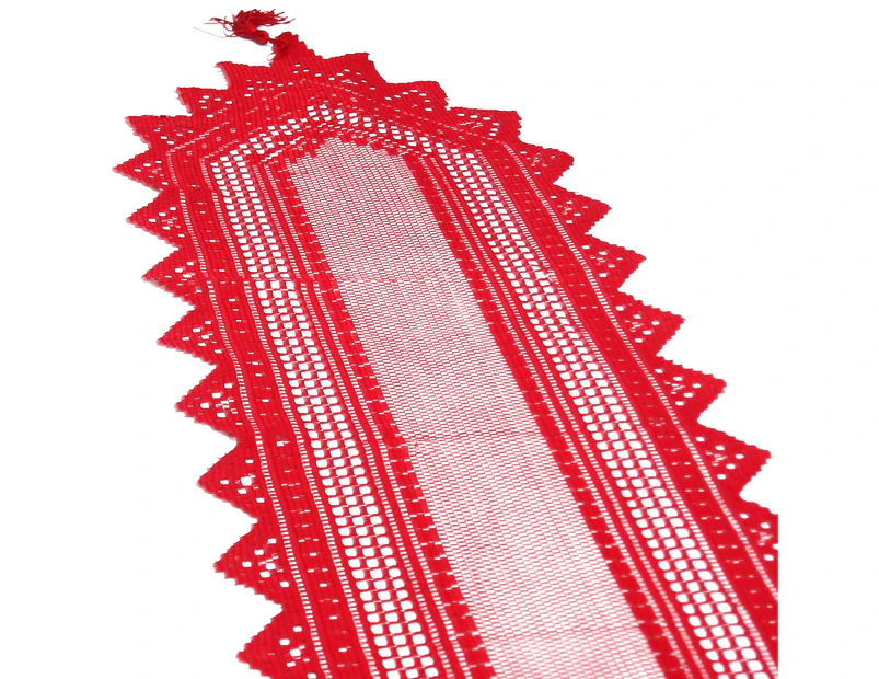 Christmas Red Lace Table Runner 33x114CM