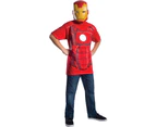 (medium, boysmedium(8-10)) - Marvel Avengers Assemble Iron Man Costume T-Shirt with Mask, Red, Medium