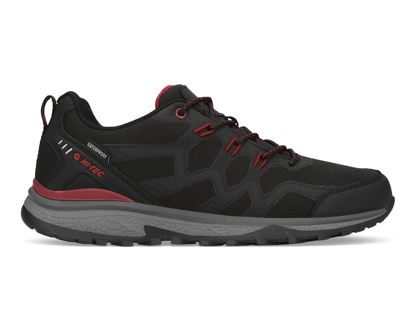Hi-Tec Men's Stinger Low Waterproof Hiking Shoes - Black/Dark Red | Www ...