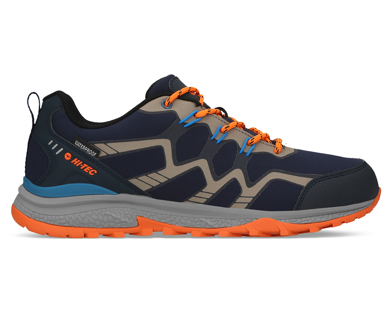 Hi-Tec Men's Stinger Low Waterproof Hiking Shoes - Navy/Royal/Orange ...