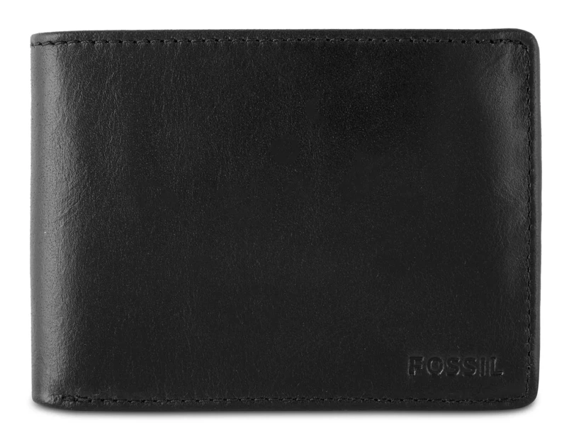 Fossil Mykel Traveler Leather Trifold Wallet - Black