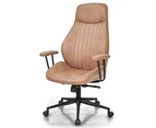 Costway Executive Office Chair High Back Computer Gaming Chair Leather Desk Chair w/Adjustable Backrest Home Office Work Study Brown