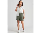 Katies Linen Blend Tie Front Shorts - Womens - Khaki