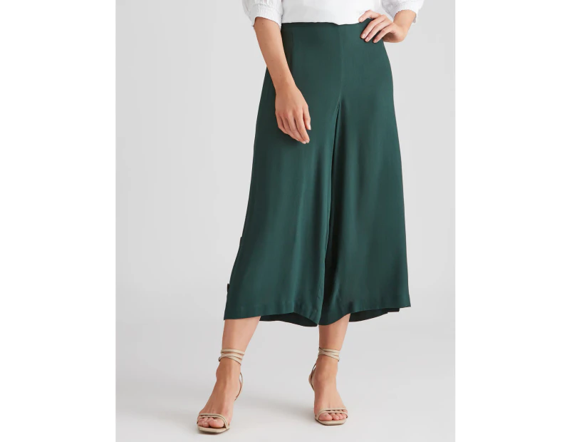 Katies Side Button Crop Pants - Womens - Sea Green