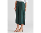 Katies Side Button Crop Pants - Womens - Sea Green