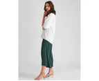 Katies Side Button Crop Pants - Womens - Sea Green