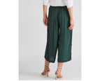 Katies Side Button Crop Pants - Womens - Sea Green